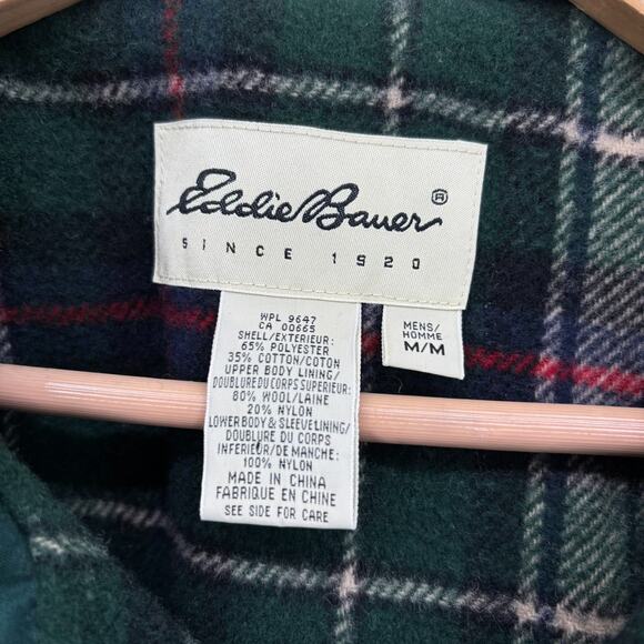 Eddie Bauer Hooded Jacket Chore Barn Coat Parka Mens M Plaid Wool Lined Field - Picture 4 of 10